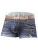 Pulse 2025 Cross-Border New Men's Underwear Fashion Cotton Denim Belted Printed Boxer Briefs_viptrois.com