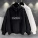 Men's Clothing Half turtleneck zipper sweatshirt men's spring and autumn style letter embroidery casual loose long sleeved top clothes all match_viptrois.com