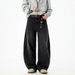 Split Structure Retro Washed Scimitar Jeans For Men, Autumn Style, Trendy Brand, Loose Fit, Casual Straight Long Pants_viptrois.com