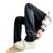 Men's Clothing Solid Color Heavyweight Sports Sweatpant Pants Trendy Brand Zipper Slit Slightly Flared Straight Casual Pants_viptrois.com