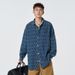 Men's Jacquard Denim Jacket - Style Loose Fit Workwear Top With Long Sleeves, Trendy & Durable_viptrois.com
