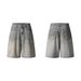 Men's Clothing Retro Washed Distressed Ink Splashed Jeans High Street Personality Loose Wide Leg Shorts_viptrois.com
