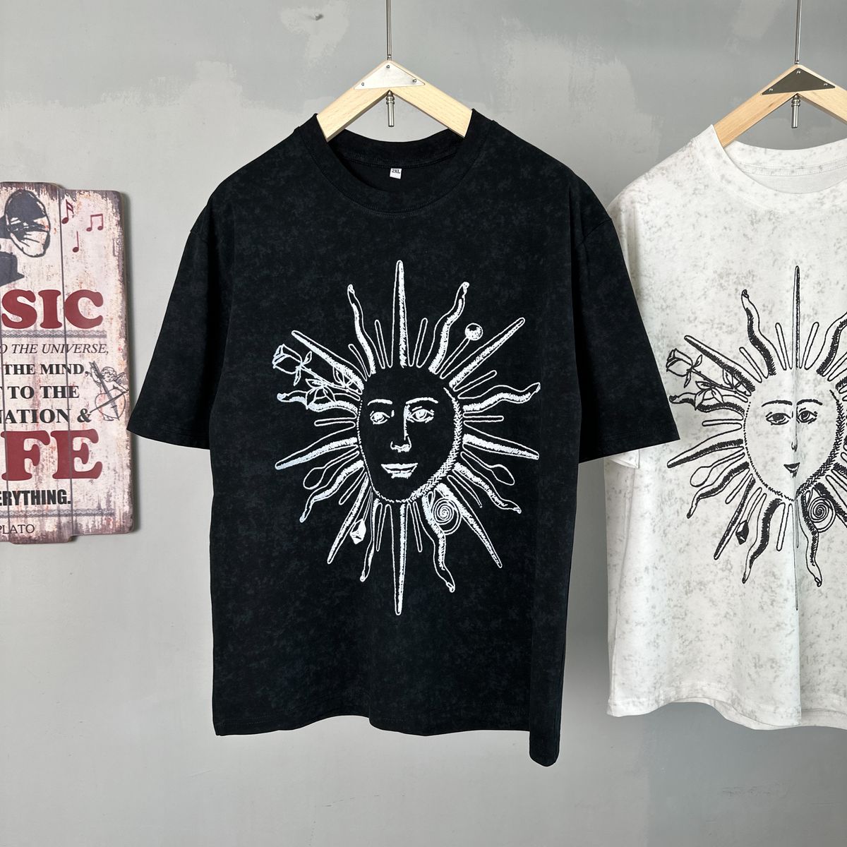 Pure cotton American youth print round neck pullover, fashionable casual high street ruffian handsome men and women's_viptrois.com