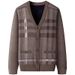 Men's Velvet-Touch V-Neck Sweater Coat - Thickened Winter Casual Jacket, Soft Fleece Lining, Relaxed Fit (8976 Brown/Dark Gray/Blue-Gray, L-3XL)_viptrois.com