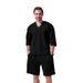 Men's Clothing Summer New Style Sweetheart Collar Casual Loose Short Sleeved Jacquard Outdoor Top Shorts Men's Suit_viptrois.com