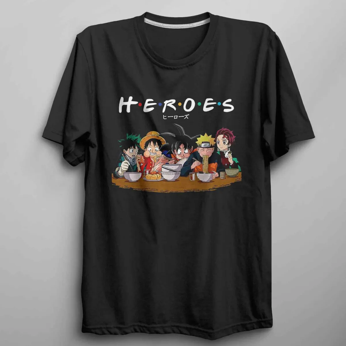 MENS WOMENS Anime Heroes T-Shirt Mens Womens Tees Top Unisex Adults Anime Lover Tee Japanese Manga Gift_viptrois.com