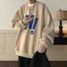 Heavy Loose Trendy Sweater Men's Spring And Autumn Large Size American Velvet Thickened Long-sleeved Crew Neck Hoodless Jacket_viptrois.com