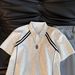 Men's Clothing Men's Heavyweight Short Sleeve Shirt Summer Style Color Block Trendy Top Shoulder T-Shirt For Formal & Casual_viptrois.com