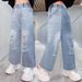 Cross Border Wholesale Children's Pants Girls Jeans Spring And Autumn Middle And Large Children's Loose Korean Pants Autumn Long Pants_viptrois.com