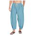 Men's Cotton And Linen Harem Pants, Drawstring Casual Capri Pants, Light And Loose Beach Yoga Pants_viptrois.com