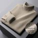 Fleece One-piece Fleece Men's Base Layer Shirt, High-neck Sweater, Men's Autumn And Winter Slimming Casual Lapel Thick Warm Knitted Sweater_viptrois.com