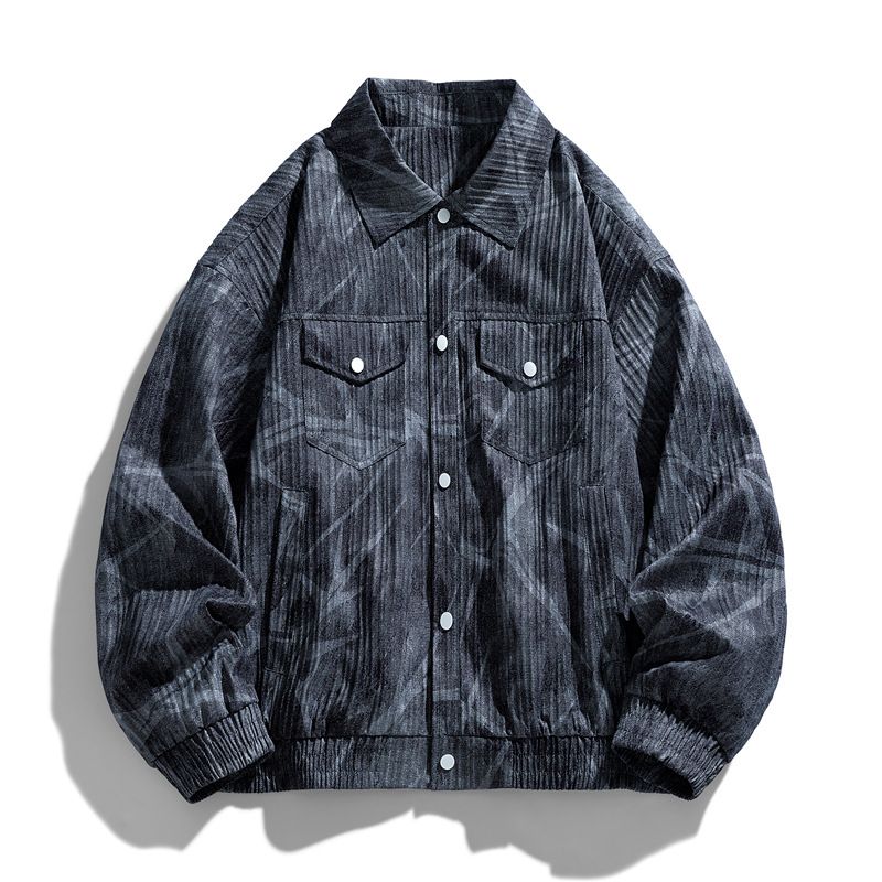 Men's Clothing Men's Wear | Autumn Lapel Men's Jacket 2025 New Printed Loose Plus Size Casual American Style Jacket Top_viptrois.com
