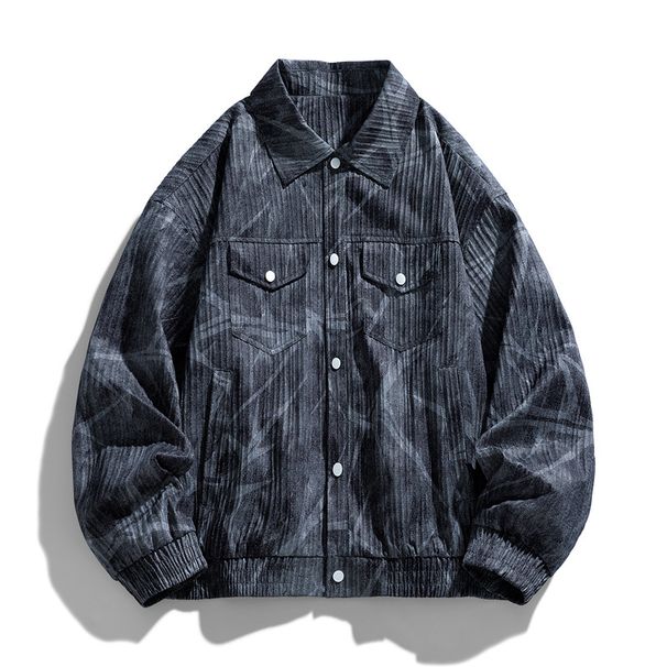 Men's Clothing Men's Wear | Autumn Lapel Men's Jacket 2025 New Printed Loose Plus Size Casual American Style Jacket Top_viptrois.com