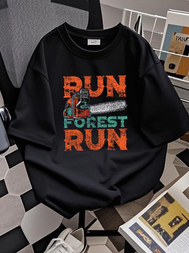 New Limited Lumberjack Chainsaw Run Forest Funny Woodworker T Shirt Streetwear Soft Stylish Summer Versatile Unisex Top For Everyday Wear_viptrois.com
