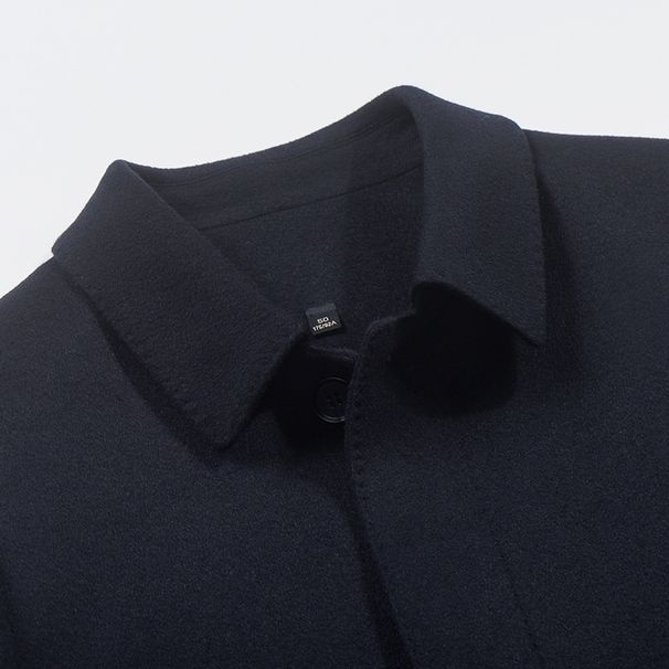 Loom Loom Men's Overcoat 2025 Autumn Winter High-end Business Casual Turn-down Collar Mid-length Middle-aged Pure Wool Woolen Coat_viptrois.com