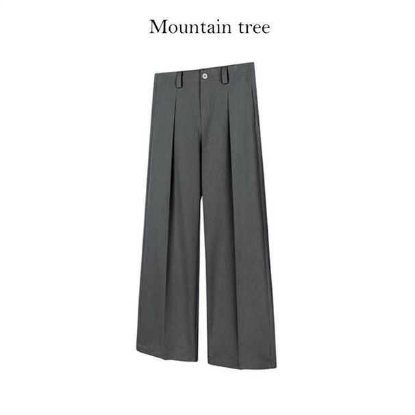 "Men's High-Waisted Pleated Dress Pants - Blend Wide-Leg Trousers With A-Line Cut & Breathable Drape (Office To Casual Wear)"_viptrois.com