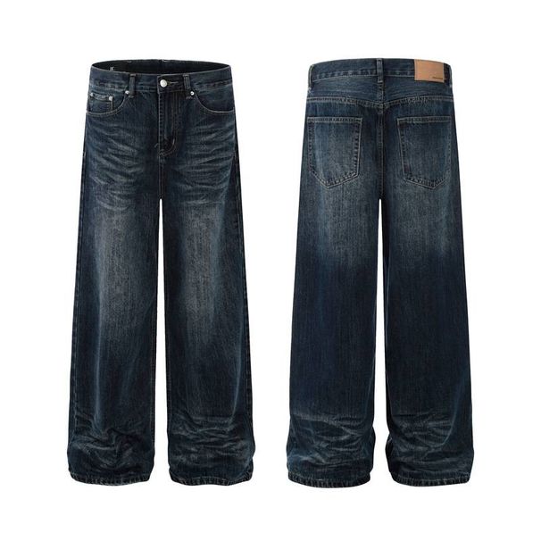 Men's Clothing Cat Whisker Distressed Jeans Men's Loose Straight Wide Leg Casual Pants Flared Pants Women_viptrois.com