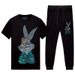 Men's Clothing Summer suit for men, rabbit, rhinestones, short sleeved T shirt, fashionable brand, large size casual pants_viptrois.com