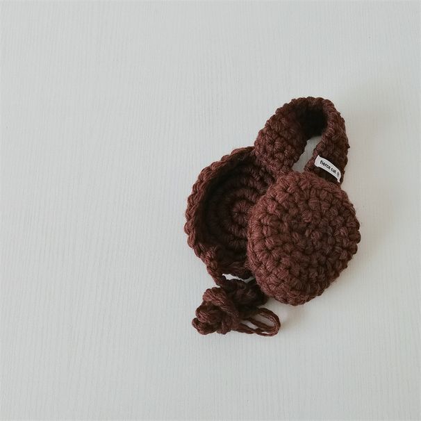 Kids' earmuffs Hand-crocheted children's earmuffs new vintage solid color lace-up hats for fall/winter_viptrois.com