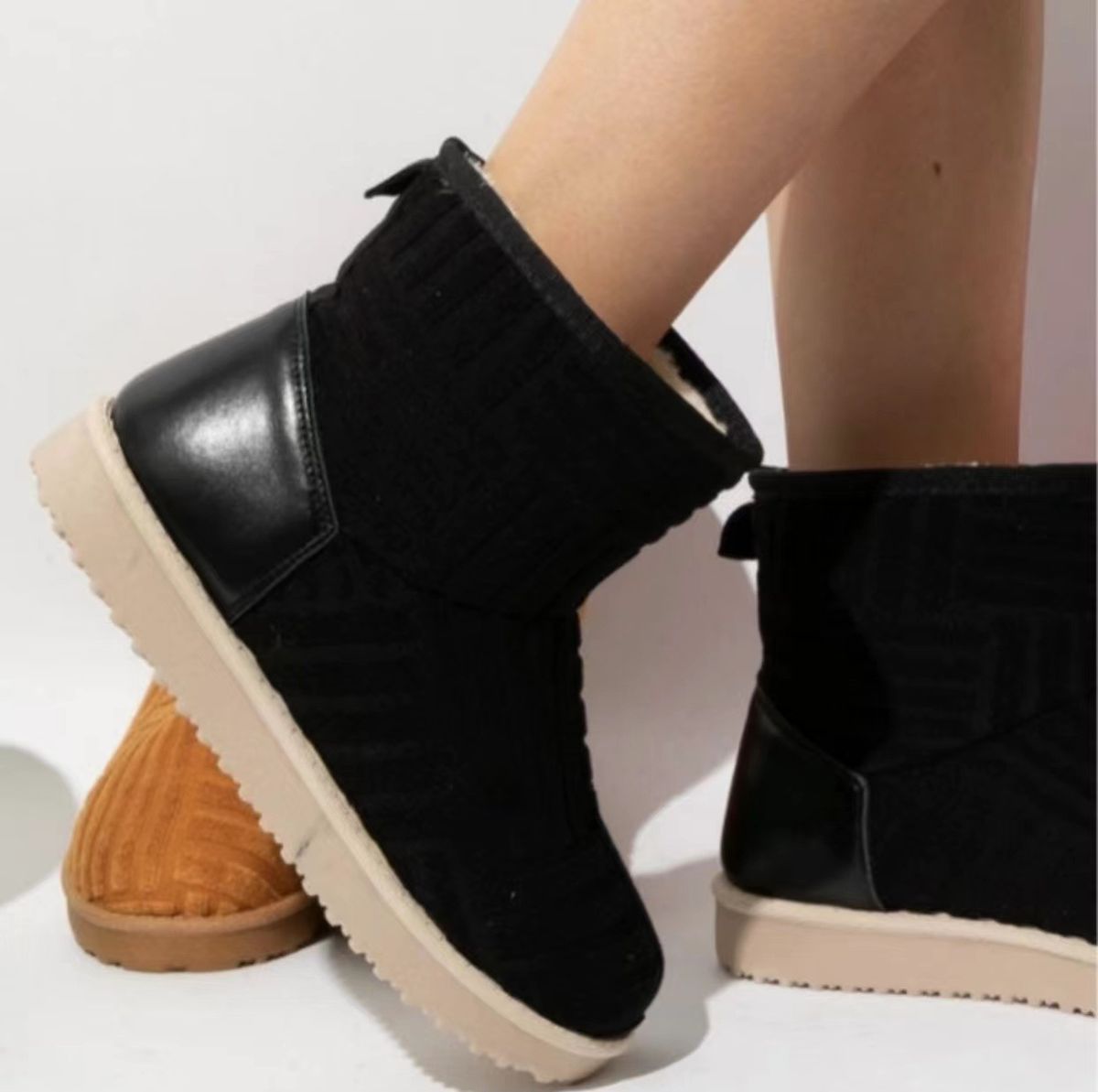 European and American winter new thick-soled plus velvet thickened snow boots women's foreign trade large size warm towel short boots cotton shoes_viptrois.com