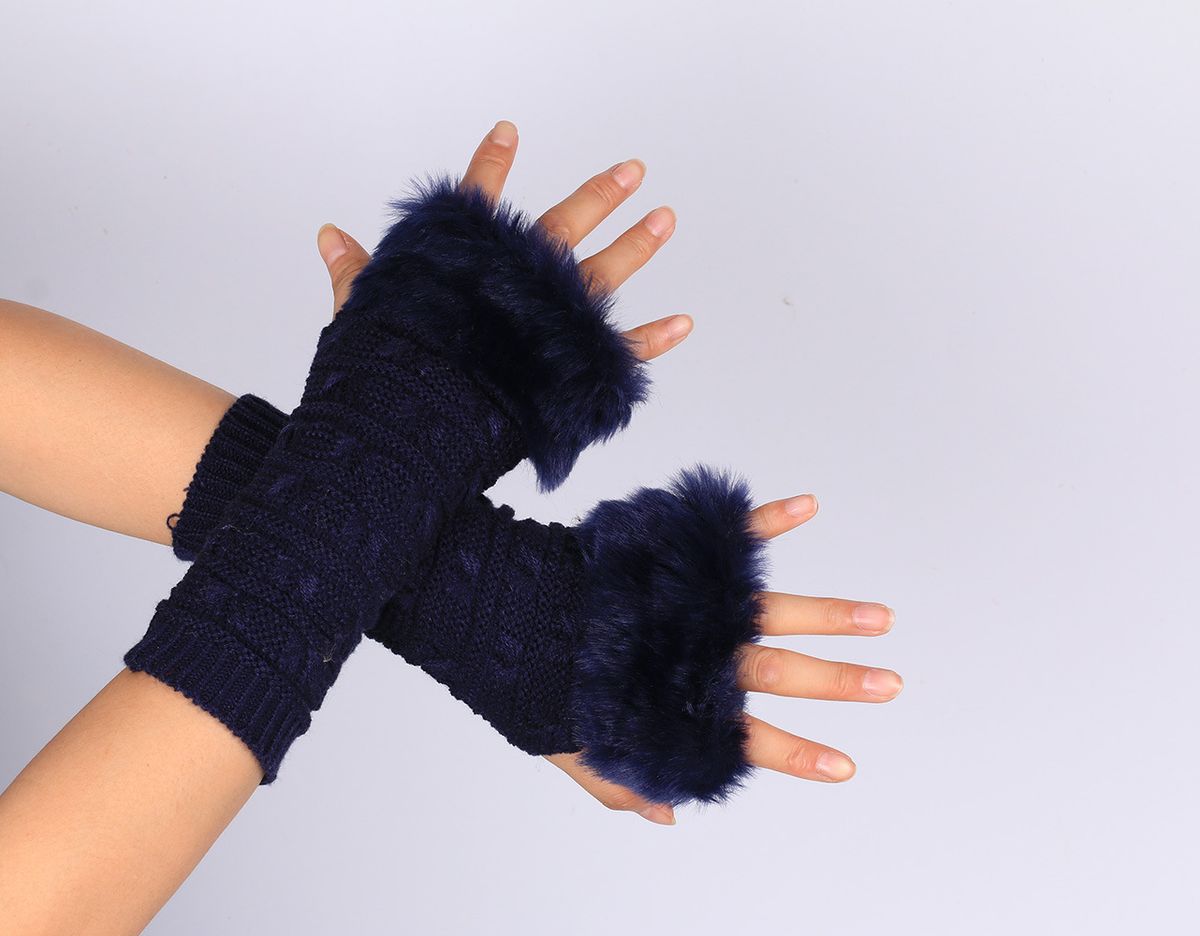 Men's Gloves Butterfly Pattern Plus Wool Gloves New Style Knitted Gloves Half Finger Computer Gloves Wool Mouth Warm_viptrois.com