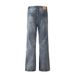 Men's Clothing Retro Washed Distressed Jeans For Men Trendy Loose Casual Straight Trousers Slim Flared_viptrois.com