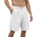 Men's Clothing Summer Cotton And Linen Shorts Beach Elastic Waist Basic Casual Shorts_viptrois.com