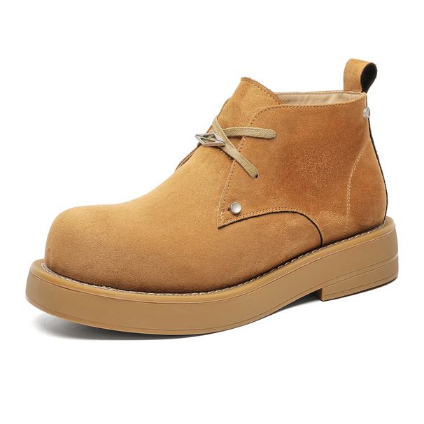 Big Head Derby Shoes Men's Tide Round Head Vintage Martin Boots Tooling Boots High Top Desert Short Boots_viptrois.com