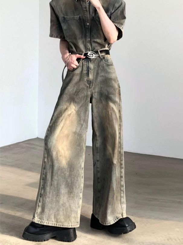 Men's Clothing Old Washed Retro Denim Jacket Niche Design Short Sleeved Suit_viptrois.com