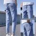 Men's Slim Fit Jeans Trendy Brand Casual Pants All Match Spring Autumn Nine Point Slimming Summer_viptrois.com