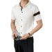 Men's Clothing Fashion Short Sleeved Shirt Slim Lapel T Shirt Top Business Casual Stitching Knitted Cardigan_viptrois.com