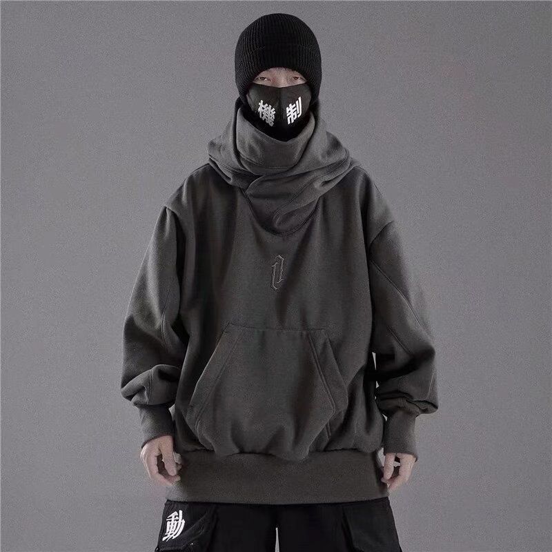 Autumn Style High Neck Hoodie Loose Top, Charging Hooded Jacket_viptrois.com