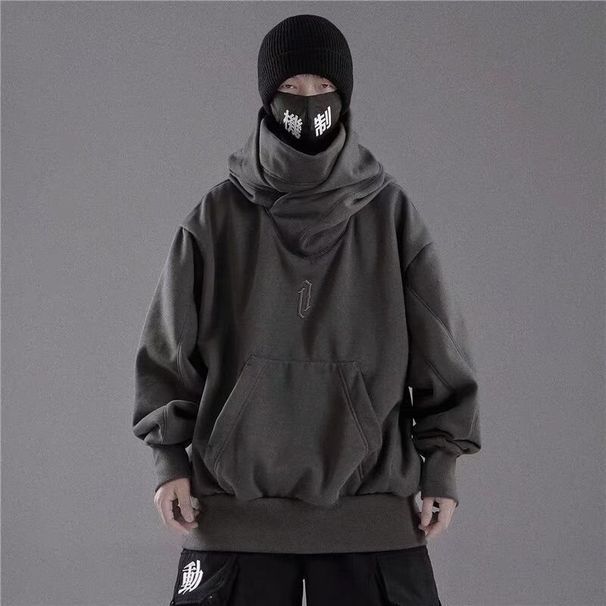 Autumn Style High Neck Hoodie Loose Top, Charging Hooded Jacket_viptrois.com