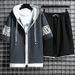 Men's Clothing Spring And Summer Cardigan Sweater Suit Youth Hooded Casual Sportswear Two Piece Set_viptrois.com