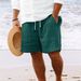 Men's Drawstring Cotton Linen Shorts 2023 Hot Selling Independent Sites in Europe And America Cross Border Swimwear_viptrois.com