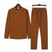Men's Clothing Single Breasted Long Sleeved Suit Autumn And Winter Solid Color Loose Pullover Long Sleeved Trousers Suit Men_viptrois.com