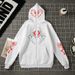Men's Clothing 2025 Trend New Arrivals Gothic Style Spider Print Cardigan Full Zip Sweater Men's Autumn And Winter Tops Jacket Men's Hat_viptrois.com