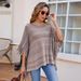 One-line collar tassel cape lady's striped cape coat_viptrois.com