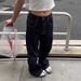 Men’s Clothing Large Size Retro Embroidery Loose Straight Jeans For Women Fat Girls Mm All Match Slim High Waist Wide Leg Pants_viptrois.com