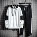 Men's Clothing Autumn Polar Fleece Hooded Sweatshirt Two Piece Suit Slim Nine Point Pants Sports_viptrois.com