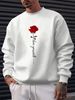 Men's Loose Casual Fashionable Rose And Letter Printed Round Neck Long Sleeved Sweatshirt For Autumn And Winter_viptrois.com