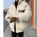 Men's Corduroy Padded Jacket - Winter Streetwear Bomber Coat With Embroidery & Stand Collar, Loose Fit, Warm Fleece Lining (Beige, Grey)_viptrois.com
