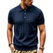 Men's Style Cable Knit Polo Shirt Summer Loose Collar Short Sleeve T-Shirt_viptrois.com