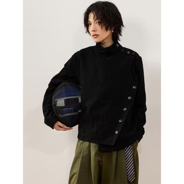 Unique Niche Style High-End Feel Minimalist Casual Versatile Men's Retro Loose Solid Color Jacket Coat_viptrois.com