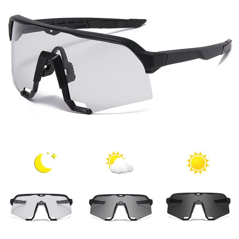 Men's Glasses New Men's Sports Sunglasses Women's Outdoor Cycling Sunglasses Color Changing White To Gray One Piece Bicycle Windshield_viptrois.com