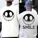 Camiseta Edición Limitada Halloween Con Cara Sonriente Oscura SMILE, Impresión Letras Grandes, Ropa De Pareja, Camiseta_viptrois.com