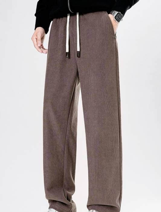 Men's Clothing Autumn And Winter, Slim Fit, Flattering Straight Leg, Versatile, Sporty, Sweatpants, Loose Fit, Wrinkle Resistant, Wide Leg Trousers_viptrois.com