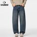 Men's Clothing Wide Leg Jeans Loose Straight American Retro Washed Casual Vibe Trousers Vintage Washed Denim Pants For Cleanfit Style_viptrois.com