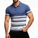 Men's Slim-Fit Short-Sleeve Polo Shirt – Cooling & Quick-Dry Business Casual Top (Breathable, Moisture-Wicking, Striped Design)_viptrois.com