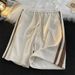 Men's Corduroy Shorts Style Side Stripe Color Blocking Webbing Drawstring Elastic Waist Casual Five Point Length_viptrois.com